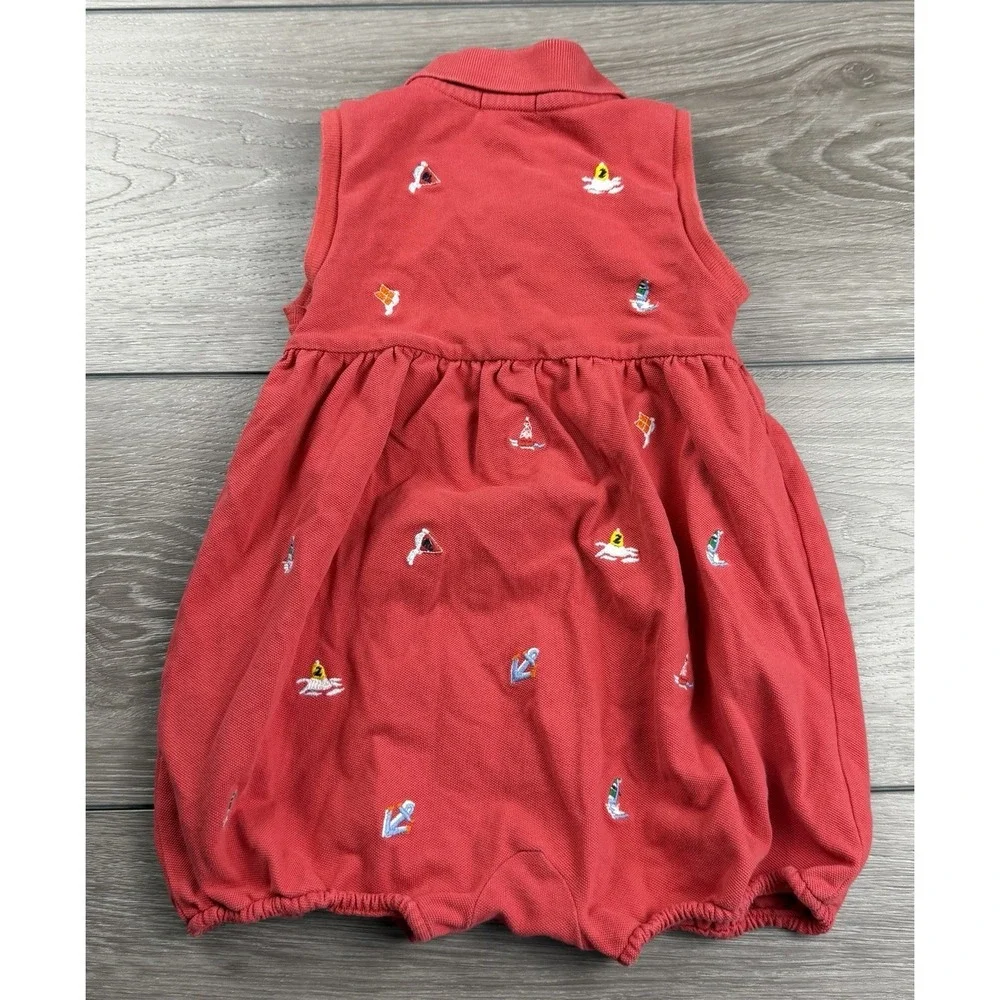 Ralph Lauren Baby Sleeveless Embroidered Boating Polo Dress Red 24 Months